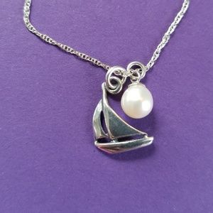 Vantel Pearls "Smooth Sailing" sailboat necklace